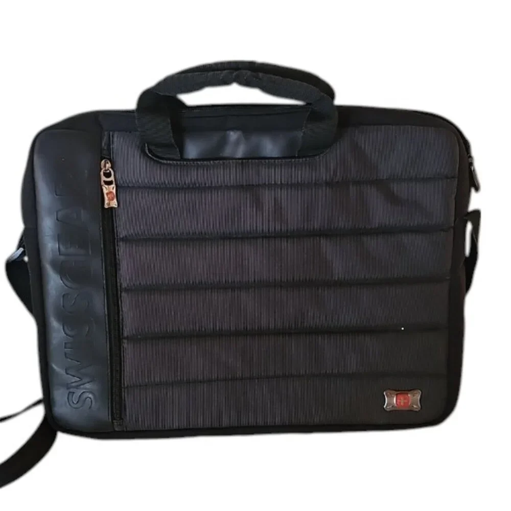 SwissGear Black Professional Laptop Bag with Quilted Design Messenger Bag unisex